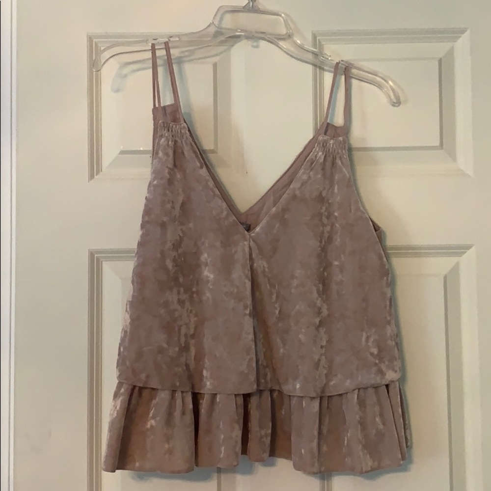 Layered taupe velvet tank top